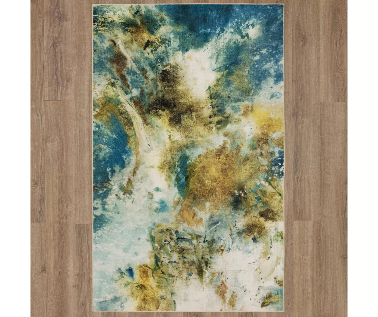 Shoreline Water Blue & Brown Abstract Area Rug, (5' X 8') 3 Shoreline Water Blue & Brown Abstract Area Rug, (5' X 8') - Image 3