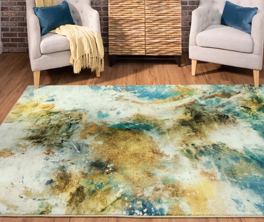 Shoreline Water Blue & Brown Abstract Area Rug, (5' X 8') 11 Shoreline Water Blue & Brown Abstract Area Rug, (5' X 8') - Image 11