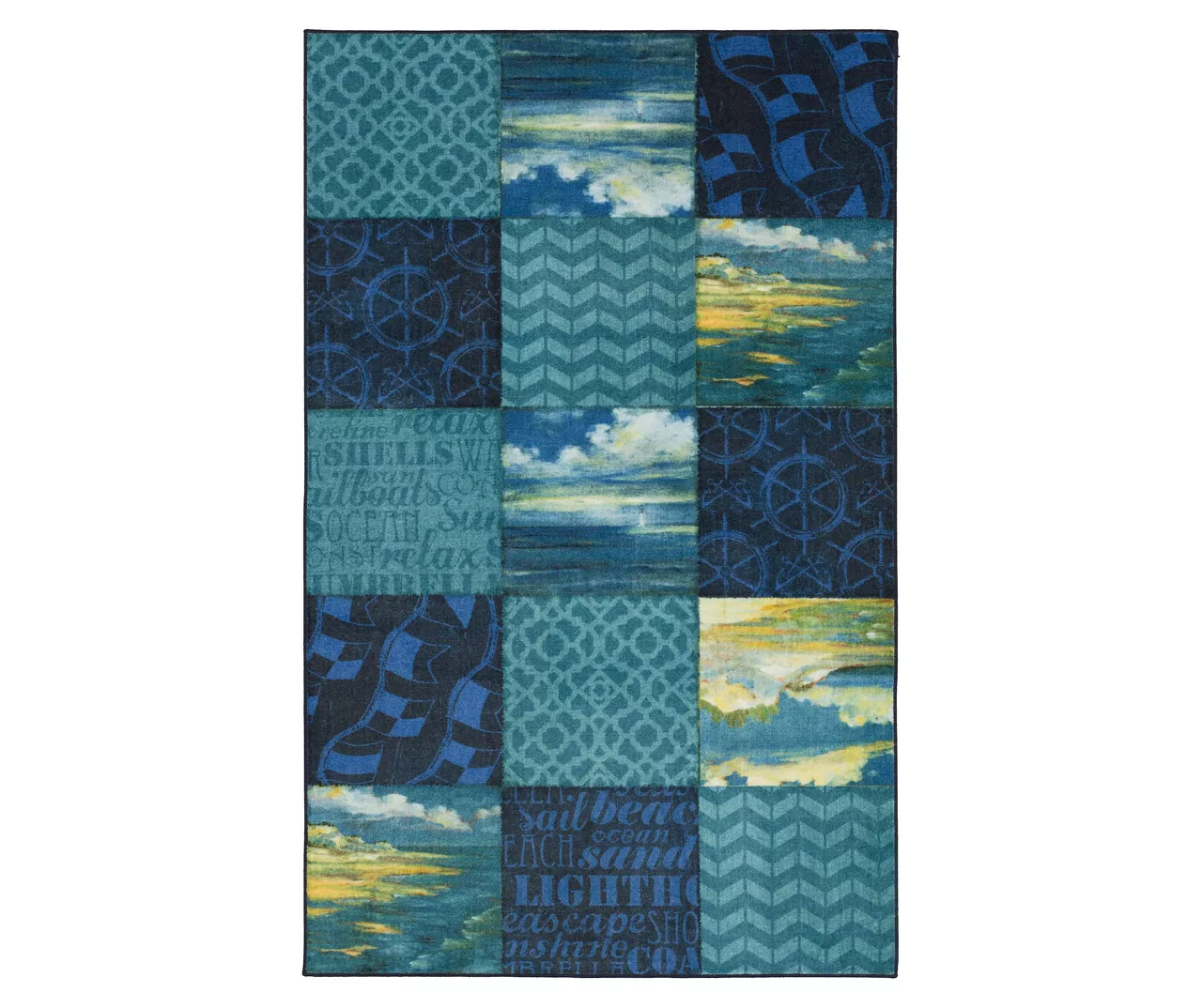 Beachscape Navy & Blue Patchwork Area Rug, (5' X 8') 1 Beachscape Navy & Blue Patchwork Area Rug, (5' X 8')