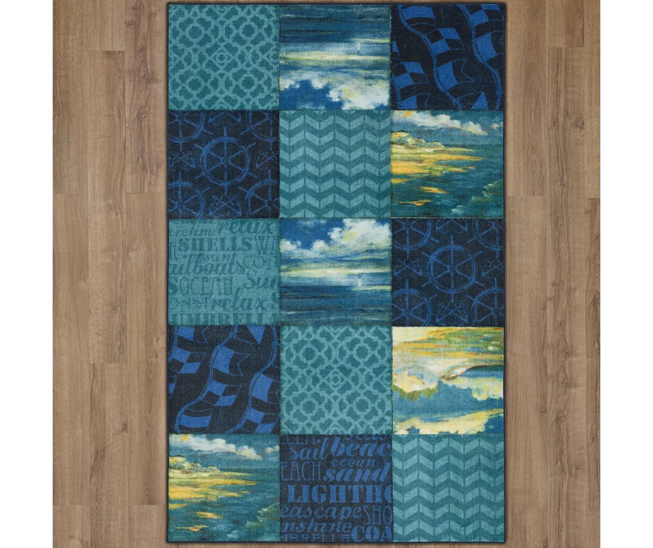 Beachscape Navy & Blue Patchwork Area Rug, (5' X 8') 2 Beachscape Navy & Blue Patchwork Area Rug, (5' X 8') - Image 2