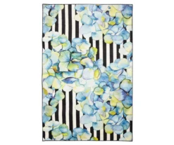 Blue & Black Floral & Stripe Mix Area Rug -Cuisinart Store 810601165 A0 1