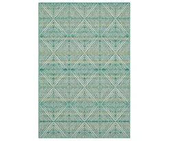 Poolside Diamond Teal & Green Outdoor Area Rug, (8' X 10')