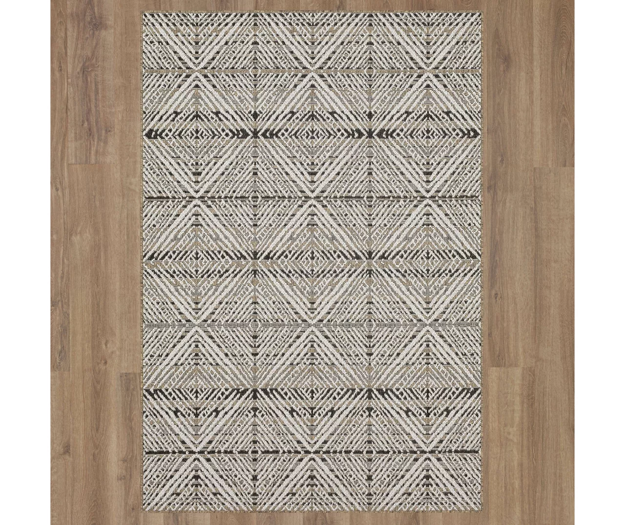 Poolside Diamond Dark Gray & Ivory Outdoor Area Rug, (5' 3" X 7.5') 3 Poolside Diamond Dark Gray & Ivory Outdoor Area Rug, (5' 3" X 7.5') - Image 3