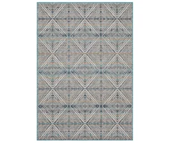 Poolside Diamond Blue & Brown Outdoor Area Rug, (8' X 10')