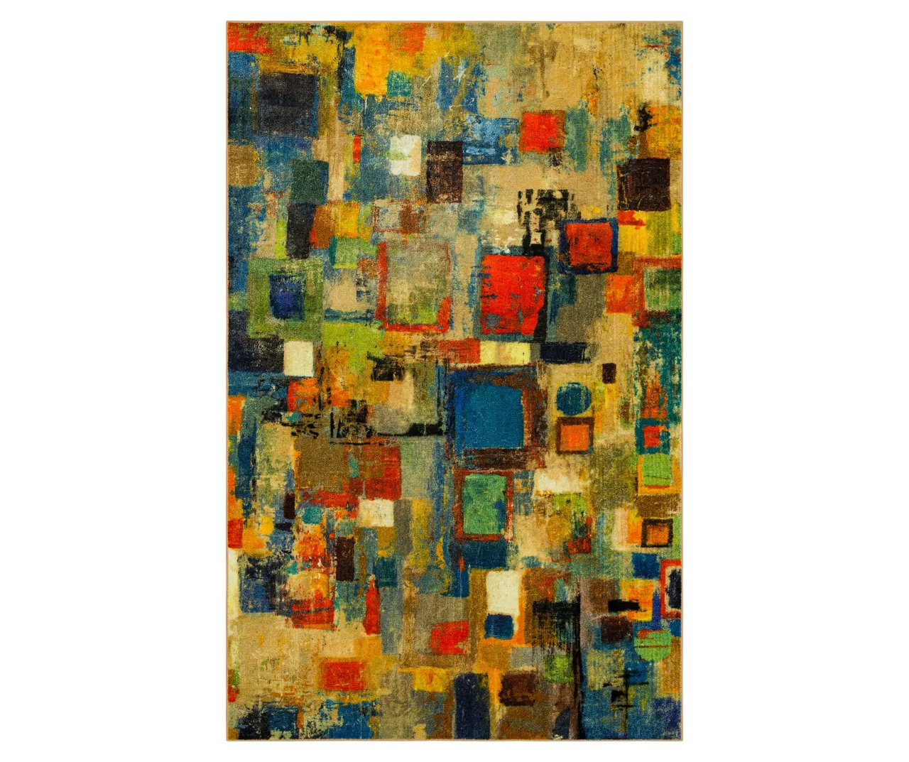 Saratoga Tan & Multi-Color Abstract Area Rug, (5' X 8') 1 Saratoga Tan & Multi-Color Abstract Area Rug, (5' X 8')