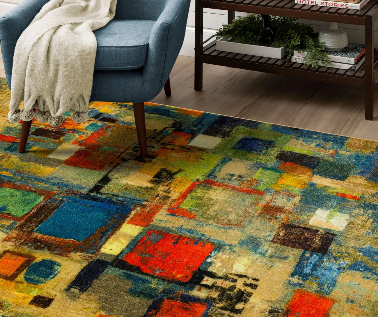Saratoga Tan & Multi-Color Abstract Area Rug, (5' X 8') 8 Saratoga Tan & Multi-Color Abstract Area Rug, (5' X 8') - Image 8