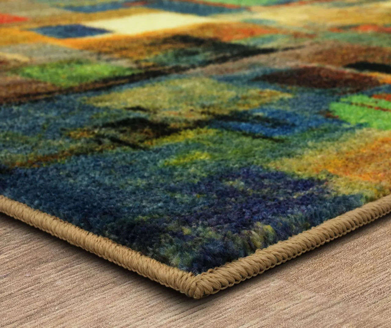 Saratoga Tan & Multi-Color Abstract Area Rug, (5' X 8') 2 Saratoga Tan & Multi-Color Abstract Area Rug, (5' X 8') - Image 2