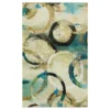 Canvas Rings Aqua & Beige Abstract Area Rug, (5' X 8')
