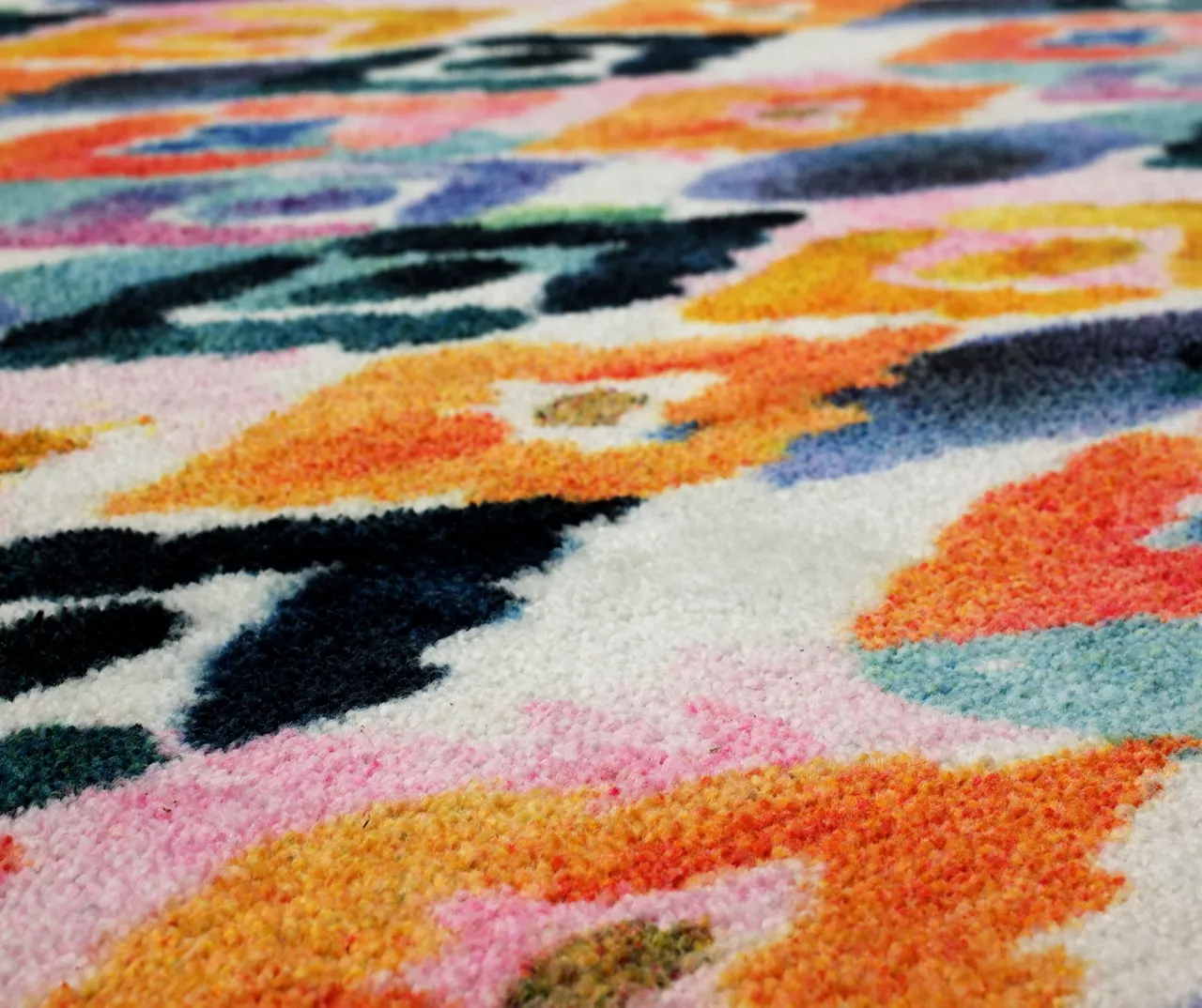 Dark Orange & Navy Watercolor Ikat Area Rug, (2' X 8') 5 Dark Orange & Navy Watercolor Ikat Area Rug, (2' X 8') - Image 5