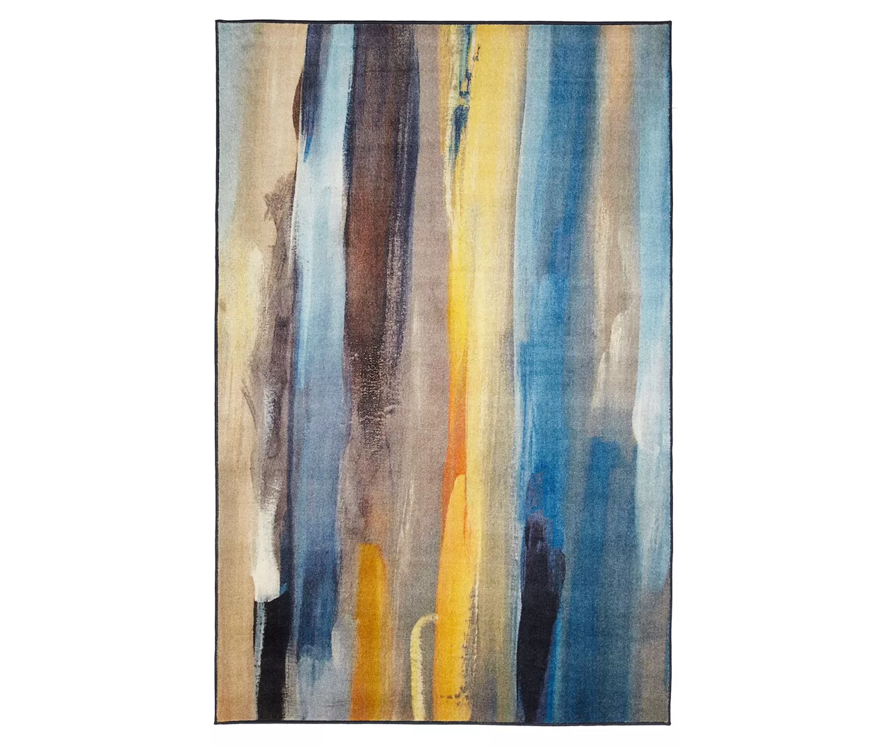 Brush Strokes Water Blue & Yellow Abstract Area Rug, (5' X 8') 1 Brush Strokes Water Blue & Yellow Abstract Area Rug, (5' X 8')