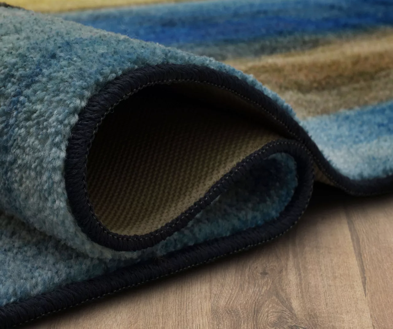 Brush Strokes Water Blue & Yellow Abstract Area Rug, (5' X 8') 9 Brush Strokes Water Blue & Yellow Abstract Area Rug, (5' X 8') - Image 9