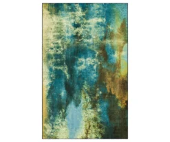 Glaicer Water Blue & Beige Abstract Area Rug, (5' X 8')