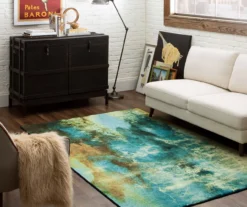 Glaicer Water Blue & Beige Abstract Area Rug, (5' X 8') -Cuisinart Store 810601240 A0 3