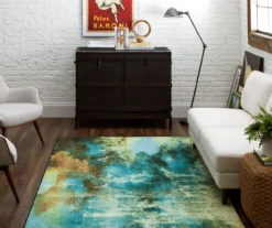 Glaicer Water Blue & Beige Abstract Area Rug, (5' X 8') -Cuisinart Store 810601240 A0 4