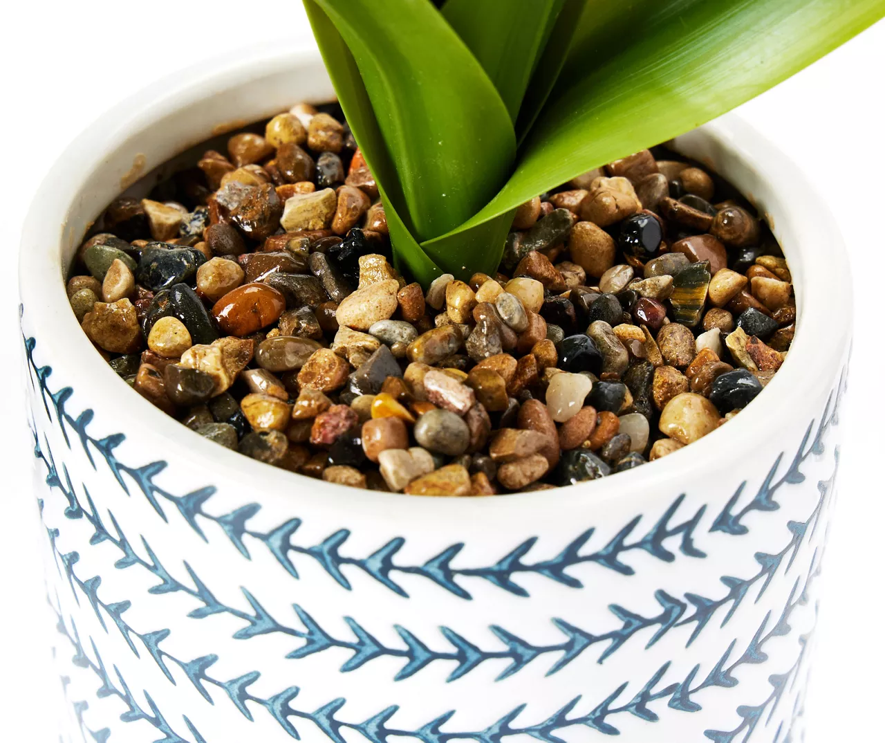 Bohemian Farmhouse Green Artificial Plant With White Patterned Pot 2 Bohemian Farmhouse Green Artificial Plant With White Patterned Pot - Image 2