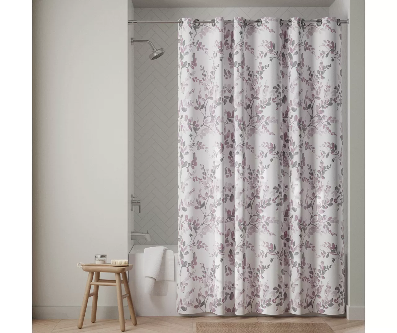 Basics By Zenna Home Watercolor Botanical EZ-Up Fabric Shower Curtain 4 Basics By Zenna Home Watercolor Botanical EZ-Up Fabric Shower Curtain - Image 4