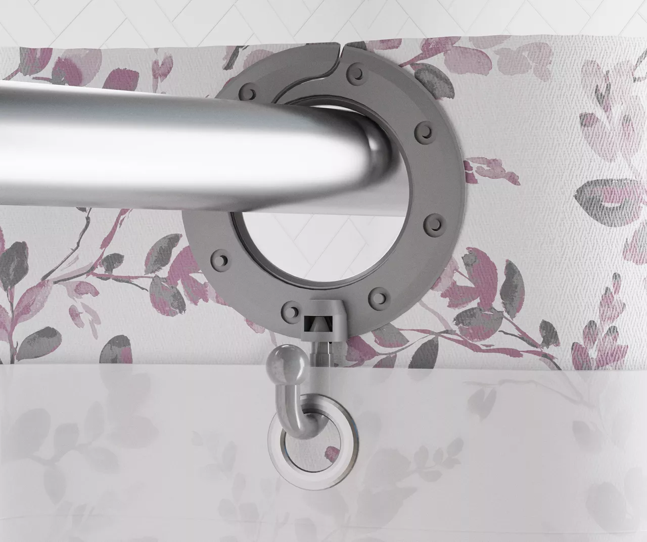 Purple Watercolor Botanical EZ-Up Fabric Shower Curtain 4 Purple Watercolor Botanical EZ-Up Fabric Shower Curtain - Image 4