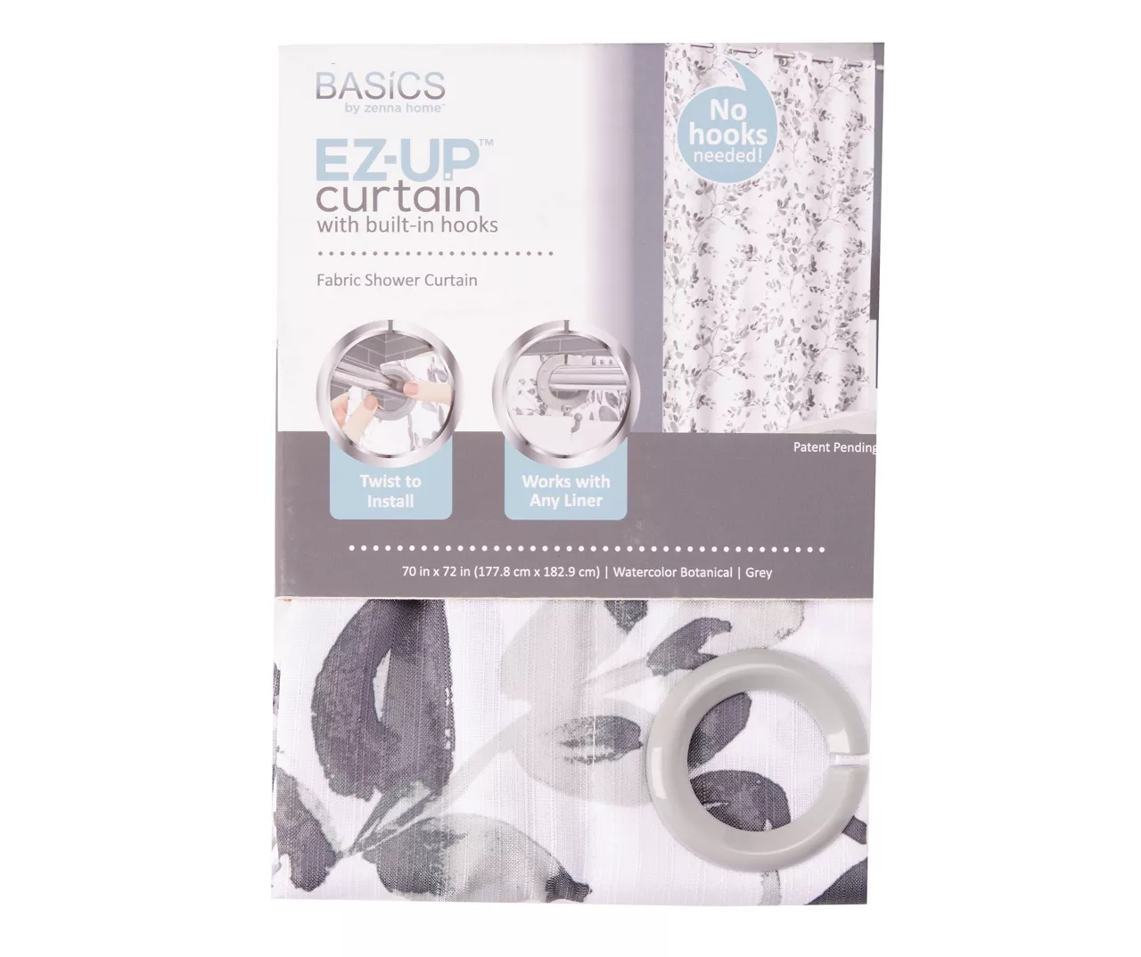 Basics By Zenna Home Watercolor Botanical EZ-Up Fabric Shower Curtain 1 Basics By Zenna Home Watercolor Botanical EZ-Up Fabric Shower Curtain