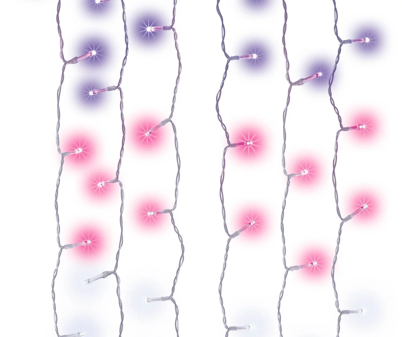 Cool White, Pink & Purple Ombre LED 7-Strand Ceiling Curtain Lights 1 Cool White, Pink & Purple Ombre LED 7-Strand Ceiling Curtain Lights