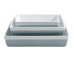 Martha Stewart Dusty Blue 3-Piece Stoneware Baker Set