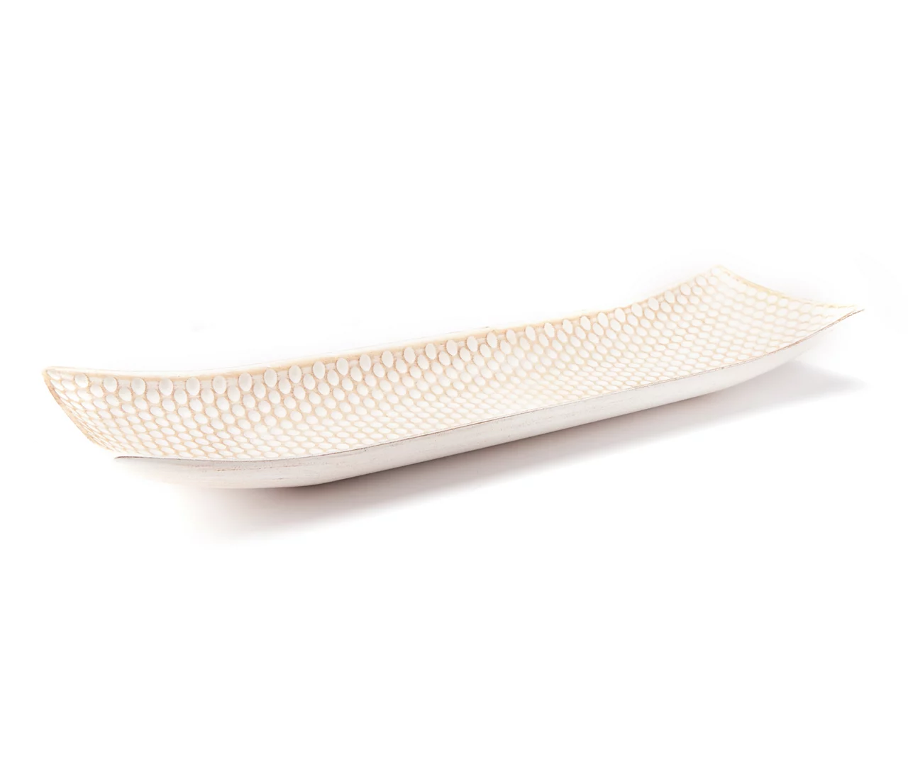 24" White Pressed Circle Rectangular Decorative Tray 2 24" White Pressed Circle Rectangular Decorative Tray - Image 2