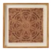 Brown Medallion Frayed Edge Linen Framed Wall Art, (16" X 16")