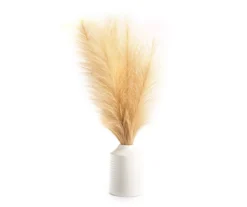 Tan Pampas Grass Arrangement With White Ceramic Pot