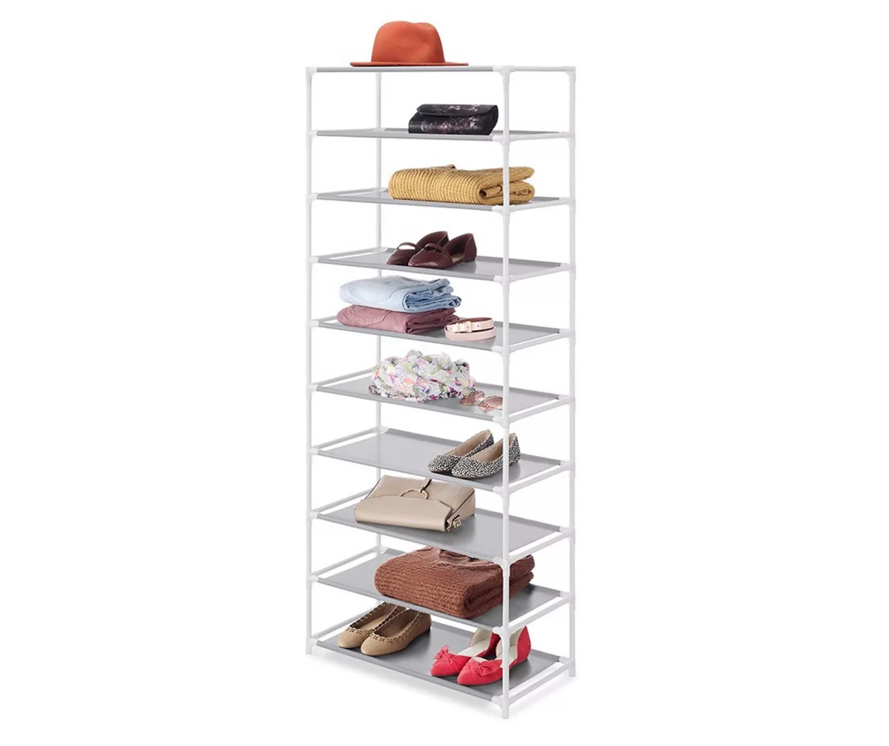 White 10-Tier Shoe Storage Shelf 1 White 10-Tier Shoe Storage Shelf