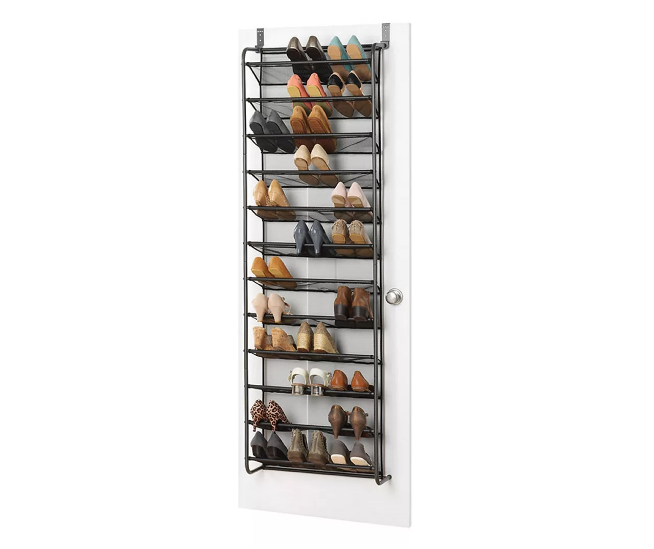 Gunmetal 36-Pair Over-the-Door Shoe Rack 1 Gunmetal 36-Pair Over-the-Door Shoe Rack