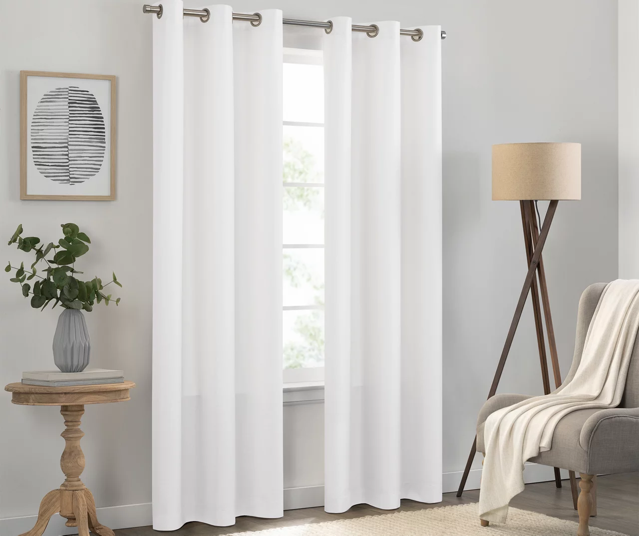 Kendall White Blackout Grommet Curtain Panel, (63") 2 Kendall White Blackout Grommet Curtain Panel, (63") - Image 2