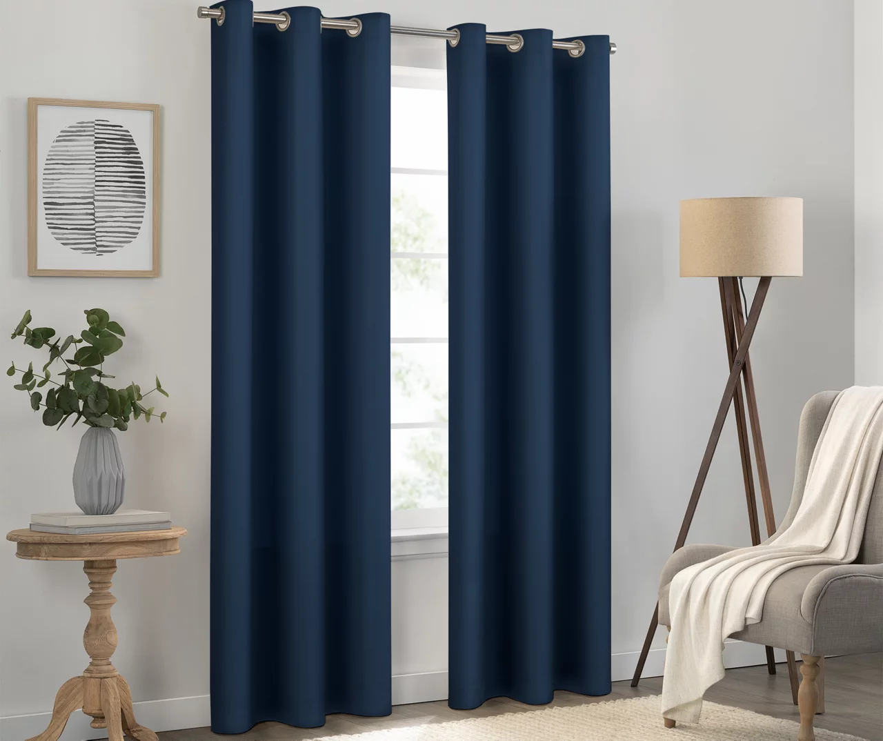 Kendall Denim Blue Blackout Grommet Curtain Panel, (63") 2 Kendall Denim Blue Blackout Grommet Curtain Panel, (63") - Image 2