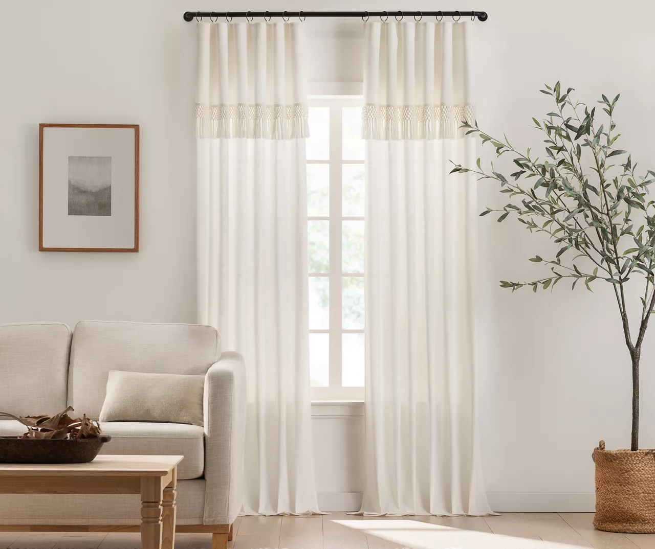 Lucinda Ivory Light-Filtering Ring-Top Valance, (108") 1 Lucinda Ivory Light-Filtering Ring-Top Valance, (108")