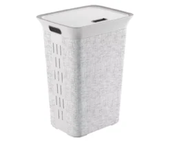 Curver White Printed Tweed Pattern Laundry Hamper With Lid