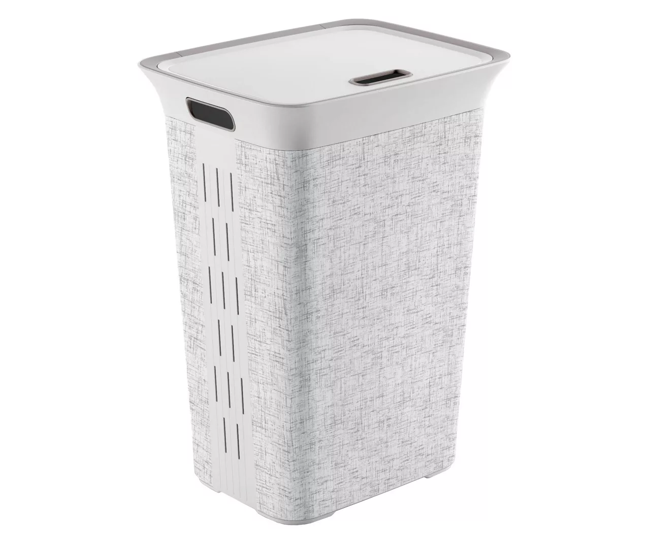 Curver White Printed Tweed Pattern Laundry Hamper With Lid 1 Curver White Printed Tweed Pattern Laundry Hamper With Lid