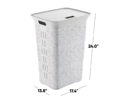 Curver White Printed Tweed Pattern Laundry Hamper With Lid 7 Curver White Printed Tweed Pattern Laundry Hamper With Lid -Cuisinart Store 810605877 A0 3
