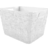White Printed Tweed Pattern Storage Bin, (15.5")