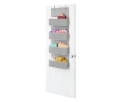 Gray 4-Pocket Over-the-Door Cubbies