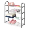 Gray 4-Tier Metal Shoe Rack