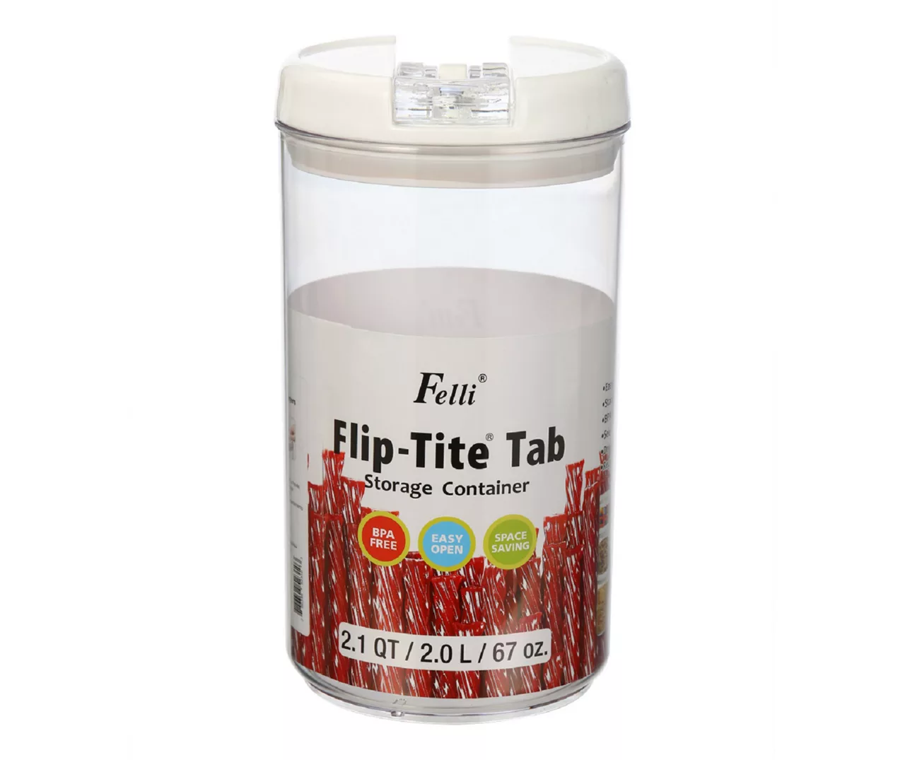 Felli Flip-Tite Tab Round Storage Container, 2.1 Qt. 1 Felli Flip-Tite Tab Round Storage Container, 2.1 Qt.