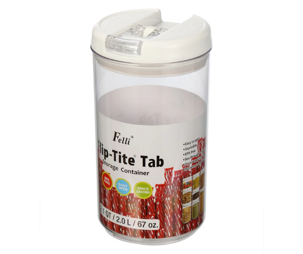 Felli Flip-Tite Tab Round Storage Container, 2.1 Qt. 4 Felli Flip-Tite Tab Round Storage Container, 2.1 Qt. - Image 4