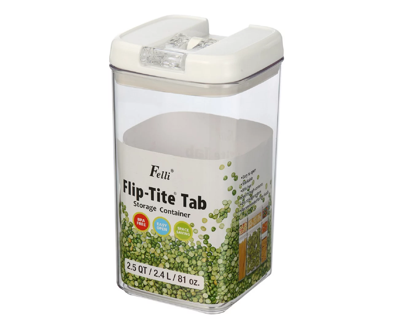 Felli Flip-Tite Tab Storage Container, 2.5 Qt. 4 Felli Flip-Tite Tab Storage Container, 2.5 Qt. - Image 4