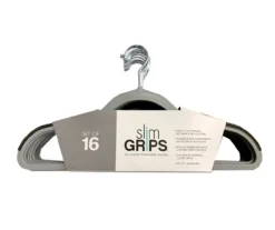 Gray Slim Grips Hangers, 16-Pack