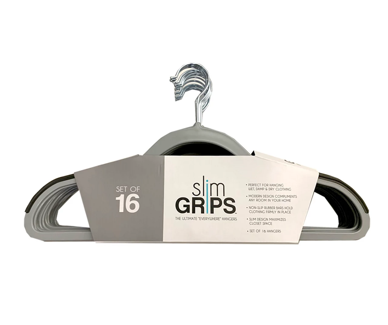 Gray Slim Grips Hangers, 16-Pack 1 Gray Slim Grips Hangers, 16-Pack