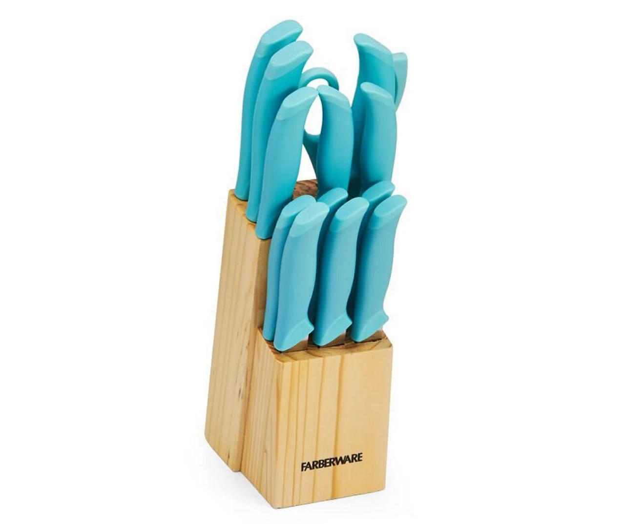 Aqua Sky Soft Grip 14-Piece Knife Block Set 1 Aqua Sky Soft Grip 14-Piece Knife Block Set
