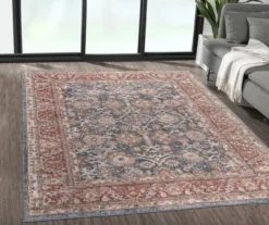 Caitlyn Blue & Red Persian Ornamental Bordered Area Rug -Cuisinart Store 810608527 810608555 810608556 A0 1