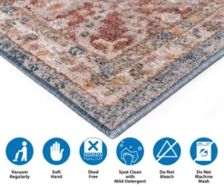 Caitlyn Blue & Red Persian Ornamental Bordered Area Rug -Cuisinart Store 810608527 810608555 810608556 D0 12