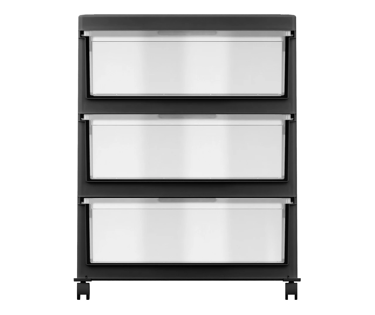 Black 3-Drawer Wide Storage Cart 1 Black 3-Drawer Wide Storage Cart