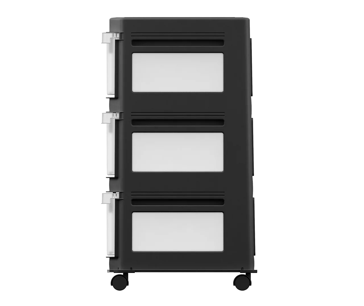 Black 3-Drawer Wide Storage Cart 2 Black 3-Drawer Wide Storage Cart - Image 2