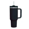Black Stainless Steel Straw Tumbler, 40 Oz.