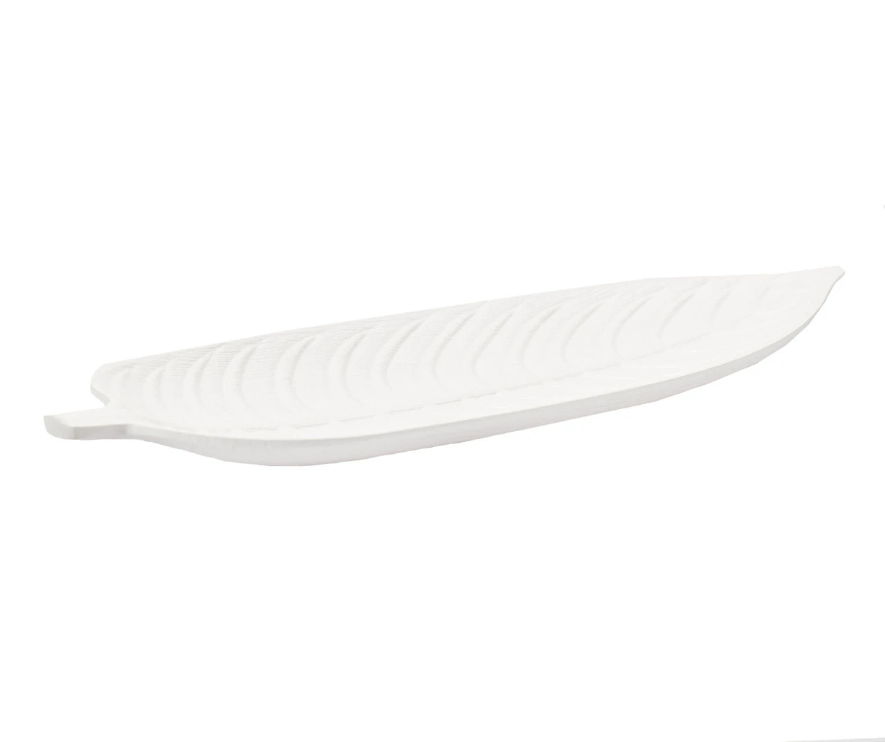 17.7" White Leaf Shape Decorative Tray 2 17.7" White Leaf Shape Decorative Tray - Image 2